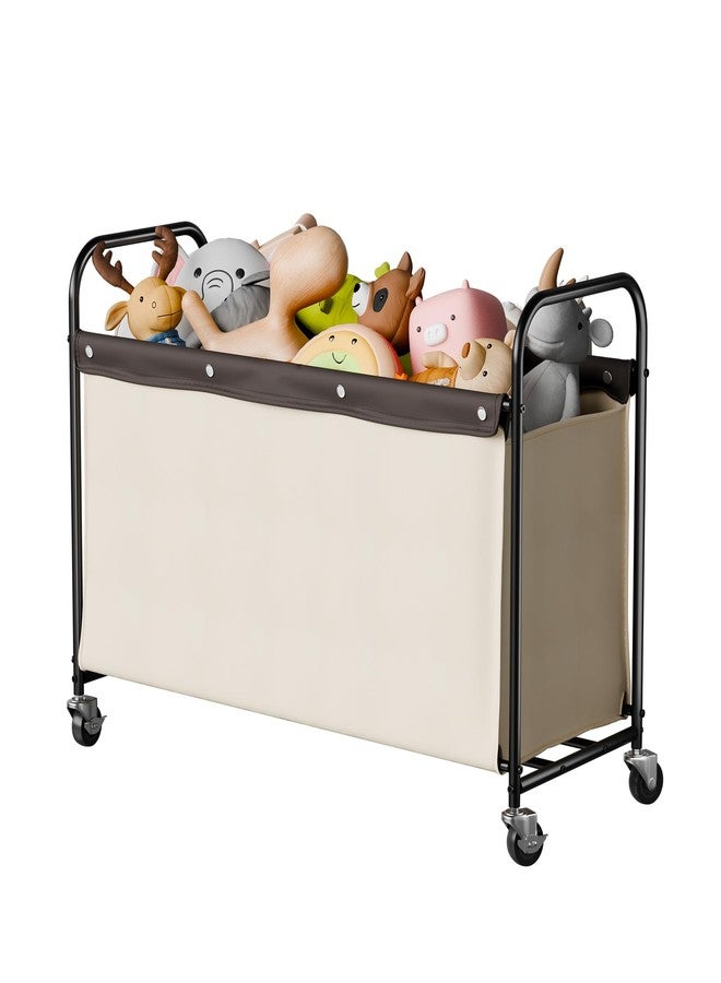 StorageWorks Toy Chest Storage with Wheels, Extra Large Kids Toy Box, Metal Toybox for Bedroom, Living Room Area, Kids Room, 135L, Beige - Image 1