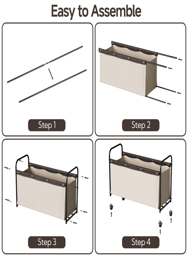 StorageWorks Toy Chest Storage with Wheels, Extra Large Kids Toy Box, Metal Toybox for Bedroom, Living Room Area, Kids Room, 135L, Beige - Image 5