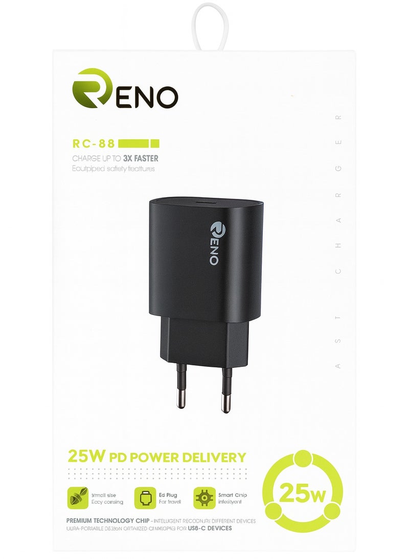 Reno RC-88 25W PD Fast Wall Charger with USB-C Port - Image 1