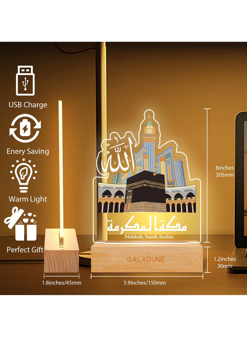 GALADUNE LED Acrylic Night Light, Kaaba and Clock Tower Text, suitable for Ramadan and Islamic celebrations, home decoration, cafe decoration, night lighting - Image 2