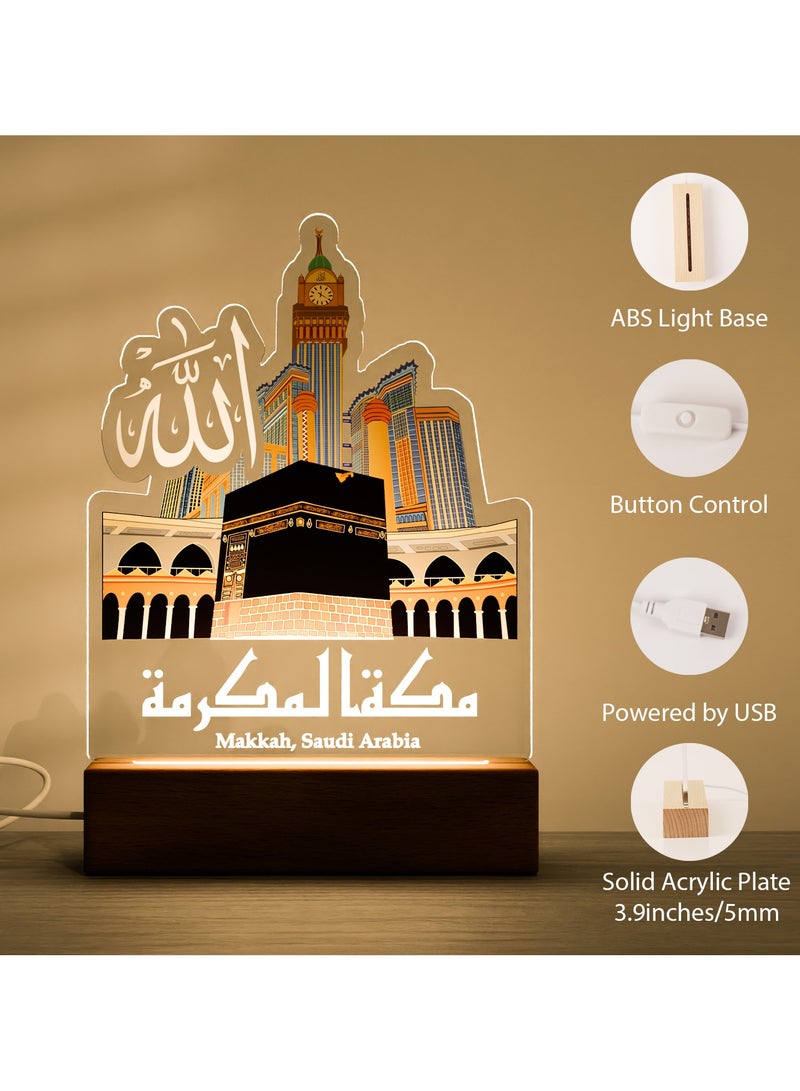 GALADUNE LED Acrylic Night Light, Kaaba and Clock Tower Text, suitable for Ramadan and Islamic celebrations, home decoration, cafe decoration, night lighting - Image 3