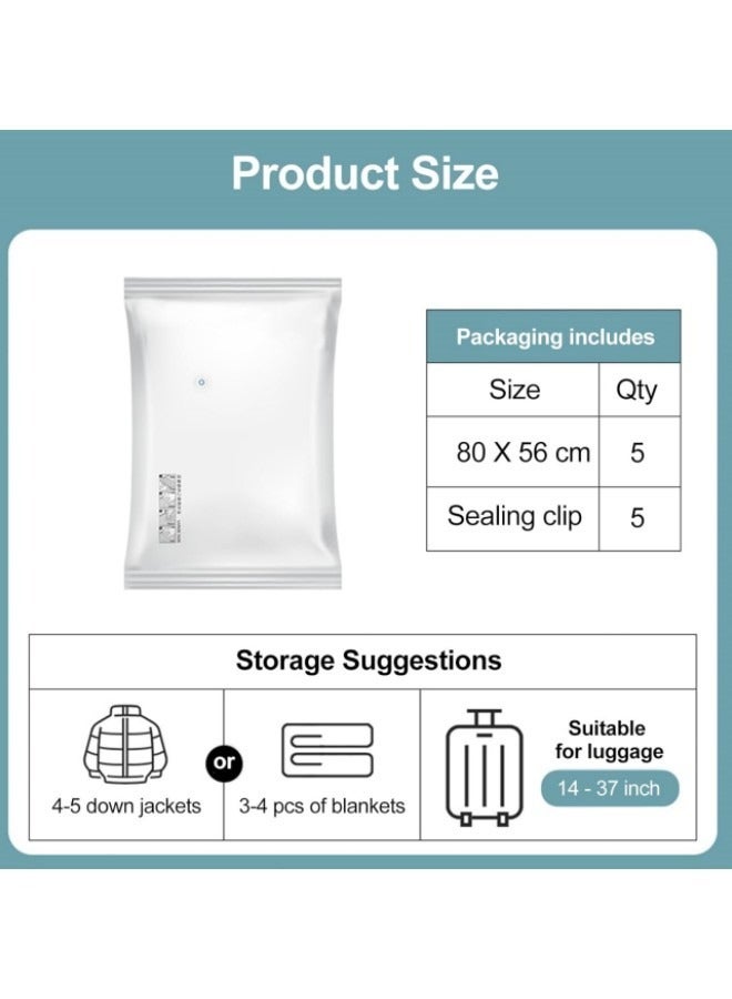 GGEROU Vacuum Storage Bags Set with Electric Pump, Space Saver Sealer Bags, Airtight Compression Bags for Clothes, Pillows, Comforters, Blankets, Bedding 80x56cm  - Image 4