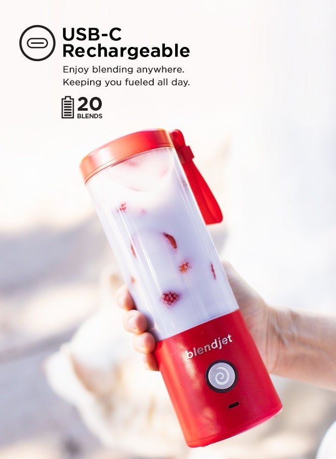 blendjet V2 Portable Blender Smoothie Maker, Personal Blender, Fruit Blender, Leak Proof Juicer, BPA-Free 475ml 200W Sports Bottle, USB-C Rechargeable, Ice Crusher With Stainless Steel Blades 475 ml 200 W BJ-V2X-Red Red - Image 3