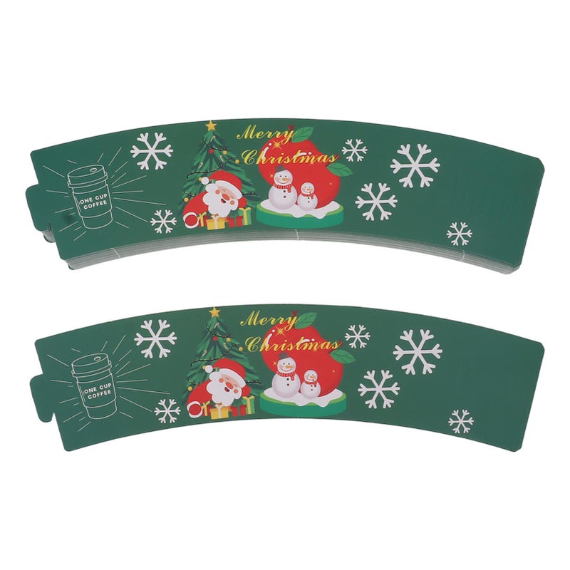 50PCS Coffee Cup Sleeves Disposable Paper Cup Sleeves Hot Drink Holder for Halloween Christmas Chocolate Cold Beverage Green - Image 1