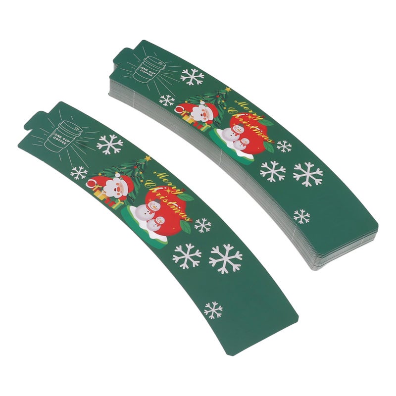 50PCS Coffee Cup Sleeves Disposable Paper Cup Sleeves Hot Drink Holder for Halloween Christmas Chocolate Cold Beverage Green - Image 3