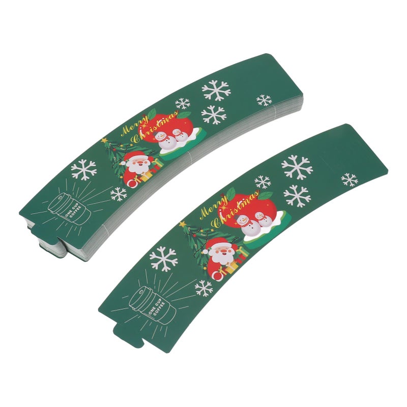 50PCS Coffee Cup Sleeves Disposable Paper Cup Sleeves Hot Drink Holder for Halloween Christmas Chocolate Cold Beverage Green - Image 2
