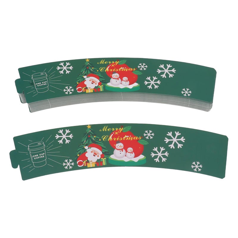 50PCS Coffee Cup Sleeves Disposable Paper Cup Sleeves Hot Drink Holder for Halloween Christmas Chocolate Cold Beverage Green - Image 4