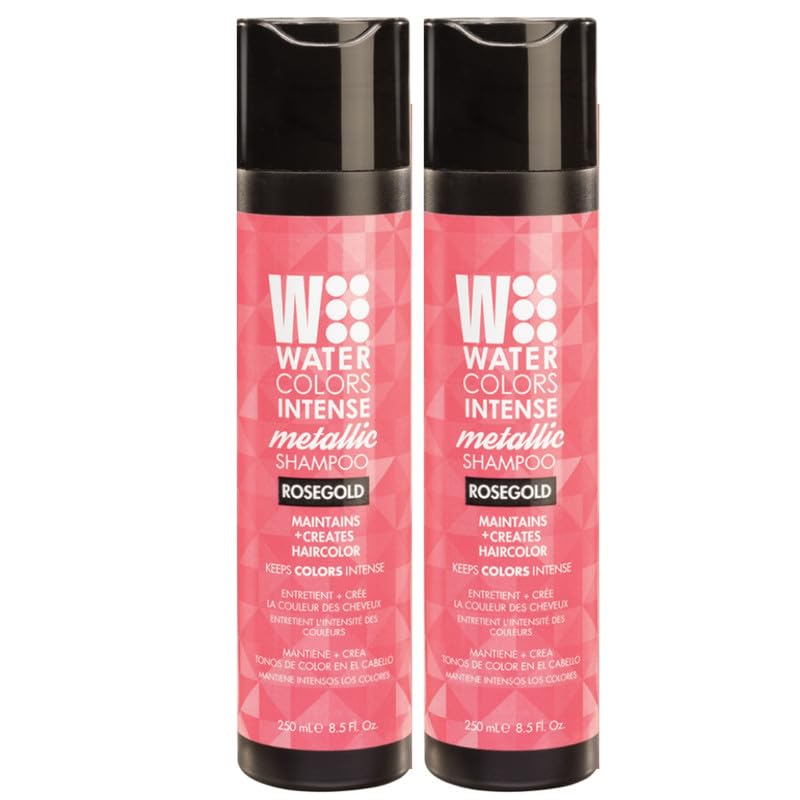 Watercolors INTENSE METALLIC Semi Permanet Color Depositing ShampooSulfate Paraben Free to Maintain Enhance Hair Color 8 fl oz ROSE GOLD 2 Count - Image 2