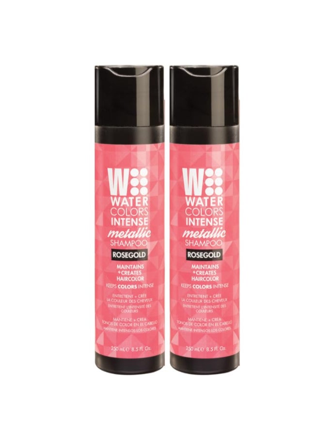 Watercolors INTENSE METALLIC Semi Permanet Color Depositing ShampooSulfate Paraben Free to Maintain Enhance Hair Color 8 fl oz ROSE GOLD 2 Count - Image 1