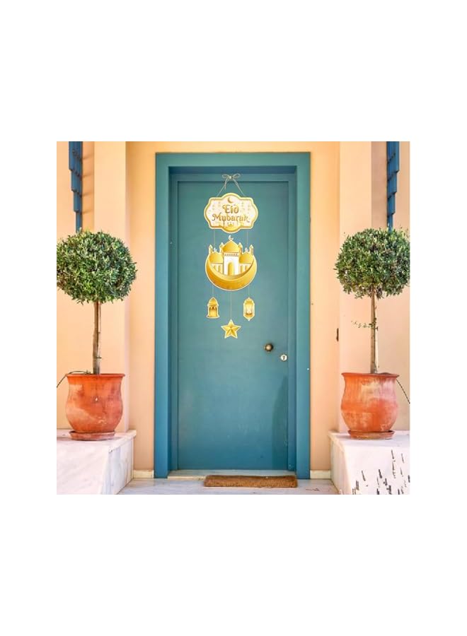 The Bros 2 Pcs Eid Mubarak Decorations Moon Star Wall Decor Hanging Ornament Bedroom, Living Room, Nursery, Indoor Outdoor Party Ramadan Decoration (Style 1) - Image 4