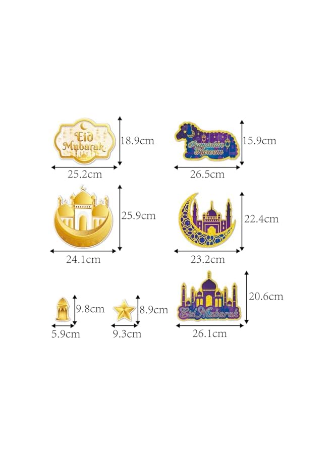 The Bros 2 Pcs Eid Mubarak Decorations Moon Star Wall Decor Hanging Ornament Bedroom, Living Room, Nursery, Indoor Outdoor Party Ramadan Decoration (Style 1) - Image 3