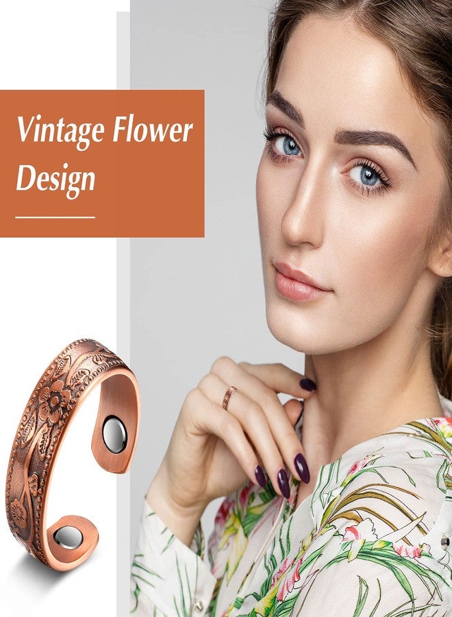 ميتلي خاتمان مغناطيسيان من النحاس من MTLEE للنساء والرجال - خاتم إبهام عتيق قابل للتعديل لتخفيف آلام الأصابع (برونز) - Image 3