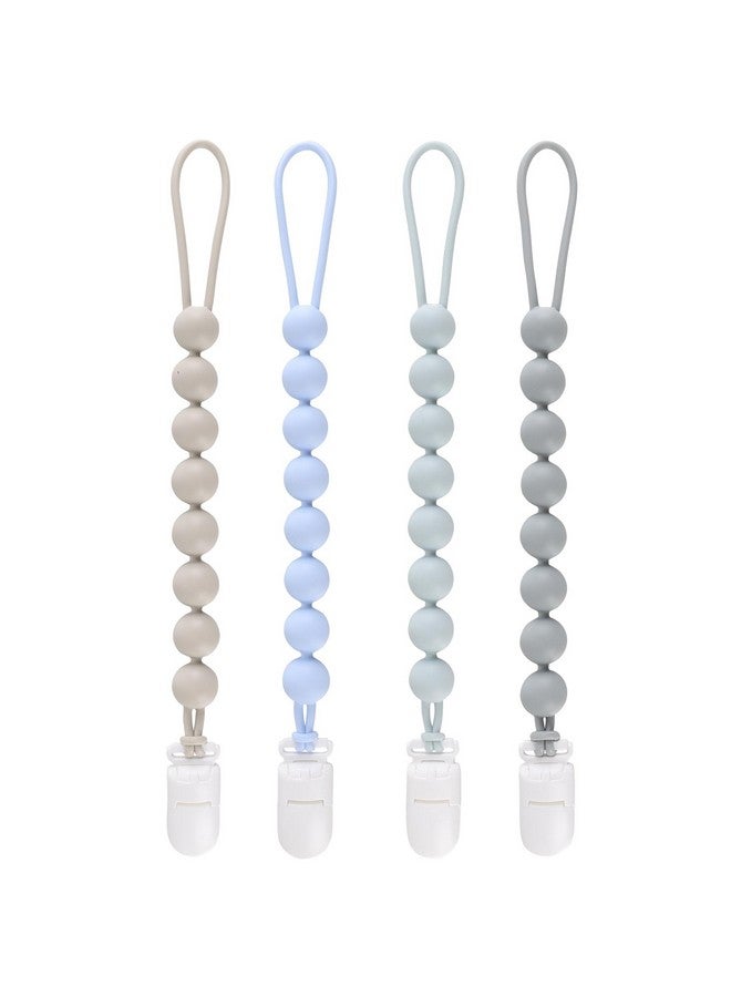 NASHRIO 4Pack Silicone Pacifier Clips For Baby Boys And Girls With Onepiece Beads Flexible And Rustfree Holders For Teething Relief And Baby Essentials Safe For Newborns (Grey) - Image 2