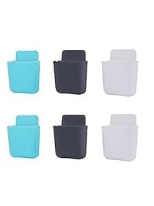 Glitzn Plastic Wall Mounted Storage Case for Remote, Toothbrush, Mobile Phone Plug Holder for Bedroom, Toilet, Bathroom, Office, Desktop (Set of - 6) - Image 1