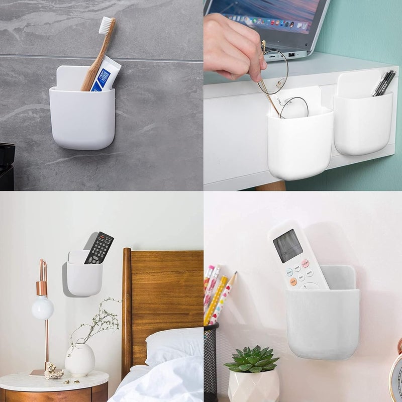 Glitzn Plastic Wall Mounted Storage Case for Remote, Toothbrush, Mobile Phone Plug Holder for Bedroom, Toilet, Bathroom, Office, Desktop (Set of - 6) - Image 5