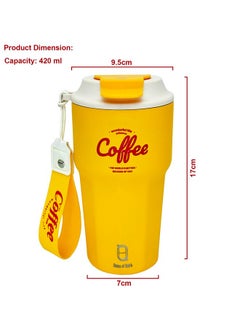 HOUSE OF QUIRK House of Quirk 420ML Stainless Steel Coffeemate Insulated Tumbler, Double Vacuum Insulated Travel Coffee Mug 100% Leak Proof with Lid Hot and Cold (Mango)  - Image 3