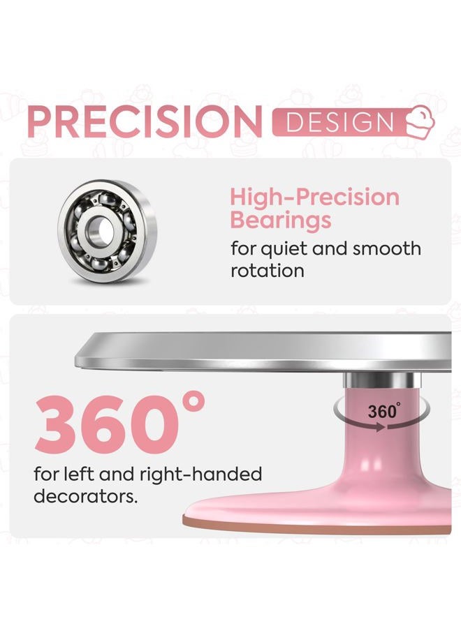 Riccle 12 Inch Pink Aluminium Alloy Revolving Cake Stand – Rotating Cake Turntable for Cake Decorating, Baking, and Cake Decorating Supplies - Image 3