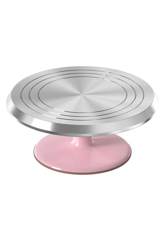 Riccle 12 Inch Pink Aluminium Alloy Revolving Cake Stand – Rotating Cake Turntable for Cake Decorating, Baking, and Cake Decorating Supplies - Image 1