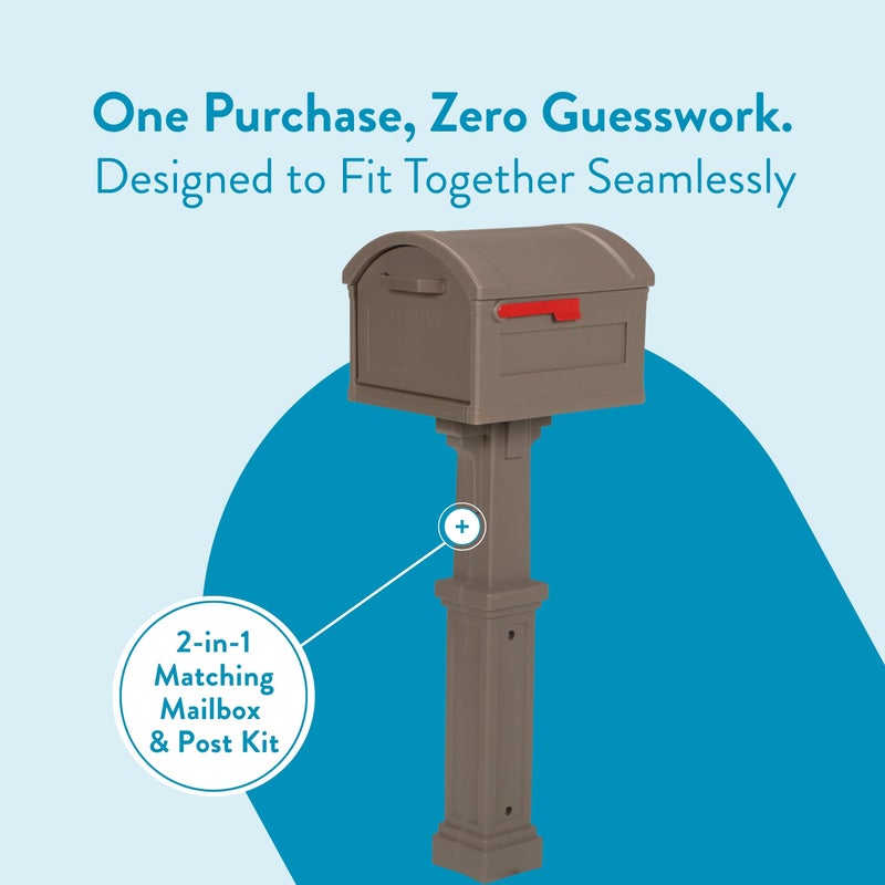 Architectural Mailboxes Grand Haven Plastic Mailbox and Post Kit, GHC40MAM, Mocha, Extra Large Capacity - Image 3
