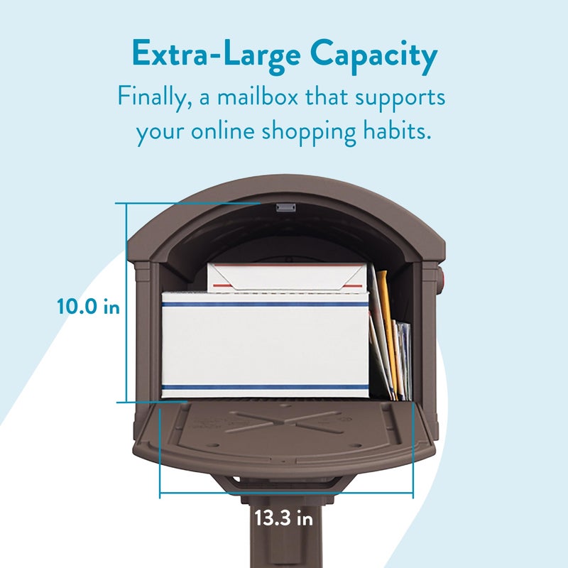 Architectural Mailboxes Grand Haven Plastic Mailbox and Post Kit, GHC40MAM, Mocha, Extra Large Capacity - Image 4