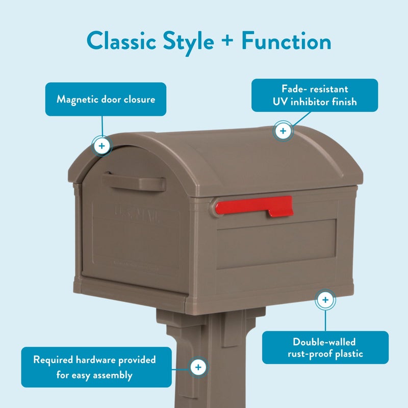 Architectural Mailboxes Grand Haven Plastic Mailbox and Post Kit, GHC40MAM, Mocha, Extra Large Capacity - Image 5