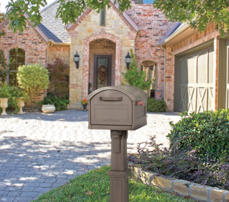 Architectural Mailboxes Grand Haven Plastic Mailbox and Post Kit, GHC40MAM, Mocha, Extra Large Capacity - Image 2