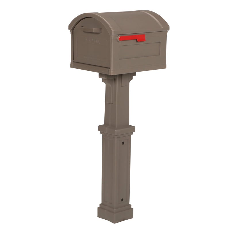 Architectural Mailboxes Grand Haven Plastic Mailbox and Post Kit, GHC40MAM, Mocha, Extra Large Capacity - Image 1