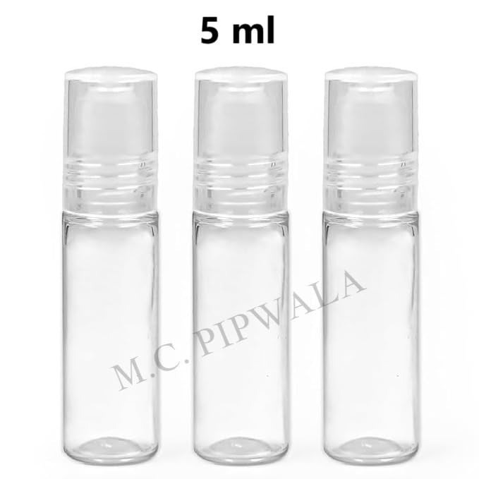 M.C. PIPWALA MC PIPWALA 5 ml Empty ClearTransparent Plastic Refillable and Leakproof Roll On Bottles With Clear Cap For Essential Oils perfumes lip balms 24 PCS  - Image 3