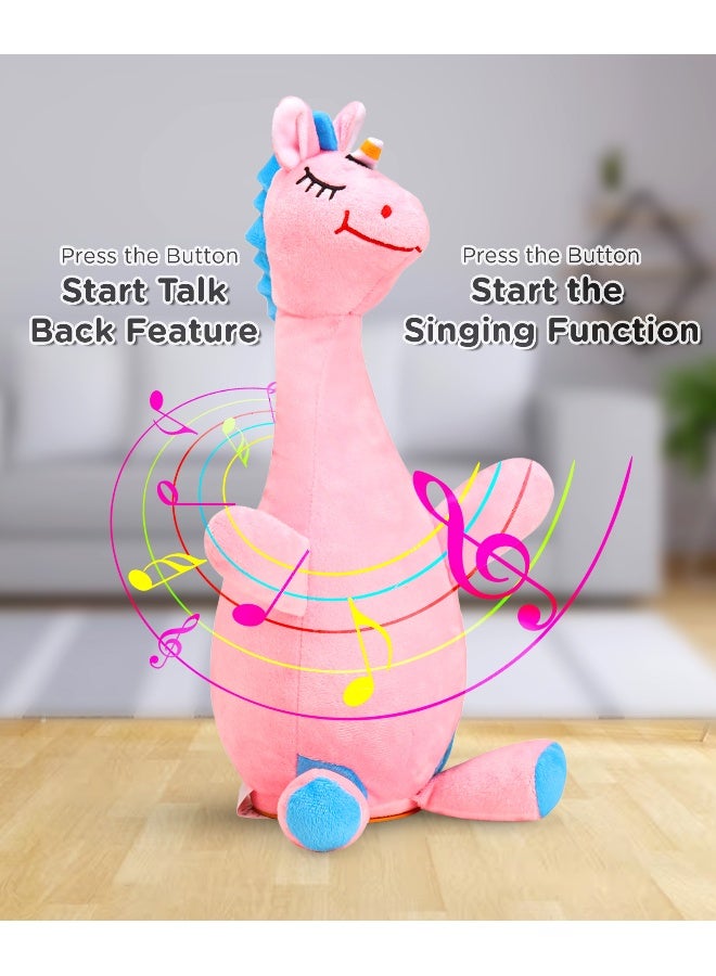 PlayNation Play Nation Dancing Talking Unicorn Soft Toy, USB Rechargeable, Musical Voice Recording, Soft Plush, 3â€¯Years+, Pink - 38â€¯cm - Image 4