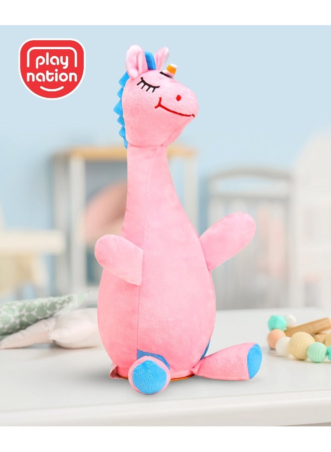 PlayNation Play Nation Dancing Talking Unicorn Soft Toy, USB Rechargeable, Musical Voice Recording, Soft Plush, 3â€¯Years+, Pink - 38â€¯cm - Image 1
