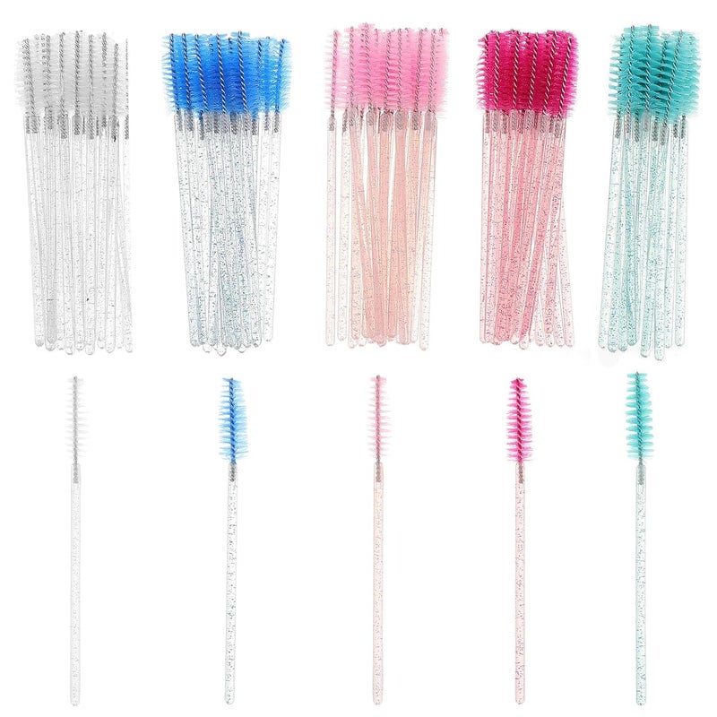 250pcs Eyelash Extension Brush and Eyebrow Lamination Brush Set with Crystal Handle Multi-color Spoolies for Eye Makeup Bulk Lash for Professional and Personal Use - Image 1