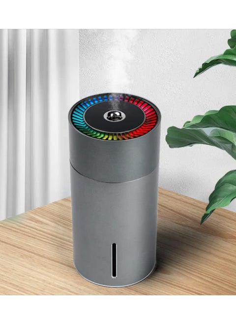 Car Diffuser Humidifier with Colorful Light, Auto Shut-Off, 2 Mist Modes, Car Diffusers for Essential Oils, USB Mini Humidifier for Car, Office Destop, Bedroom (Silvery Aluminous Shell)