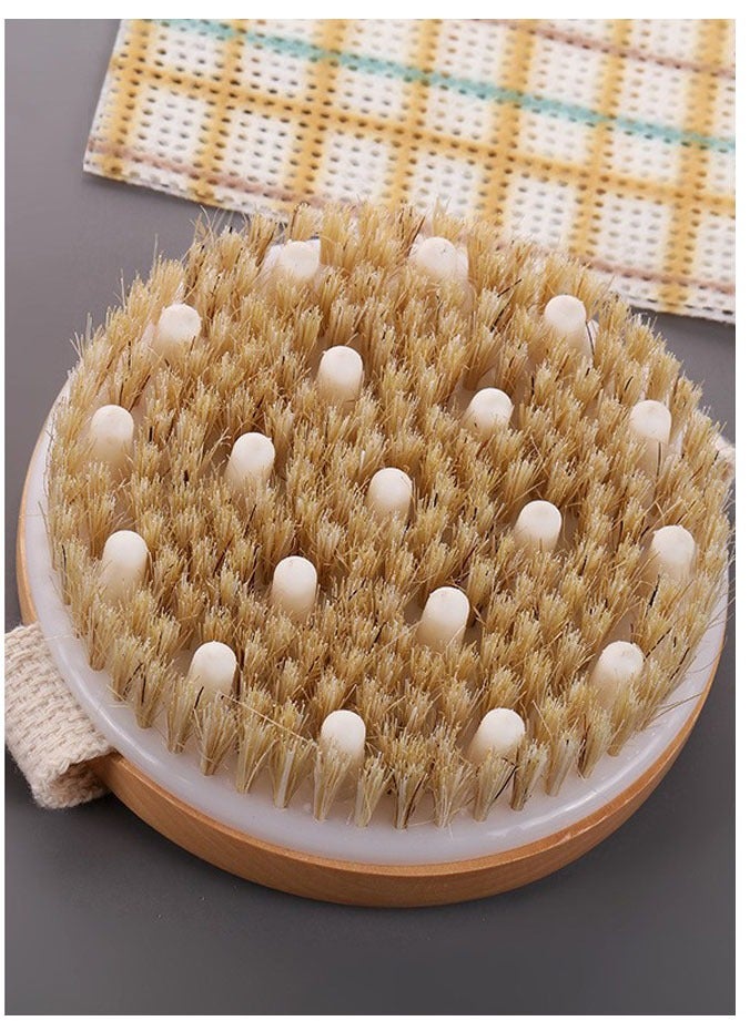 MAOGEDA Body Bath Brush for Wet or Dry Brushing,Round Exfoliating Brush,Gentle Massage Nodes,Natural Bristles Improves Lymphatic Functions, Exfoliates, Stimulates Blood Circulation - Image 2