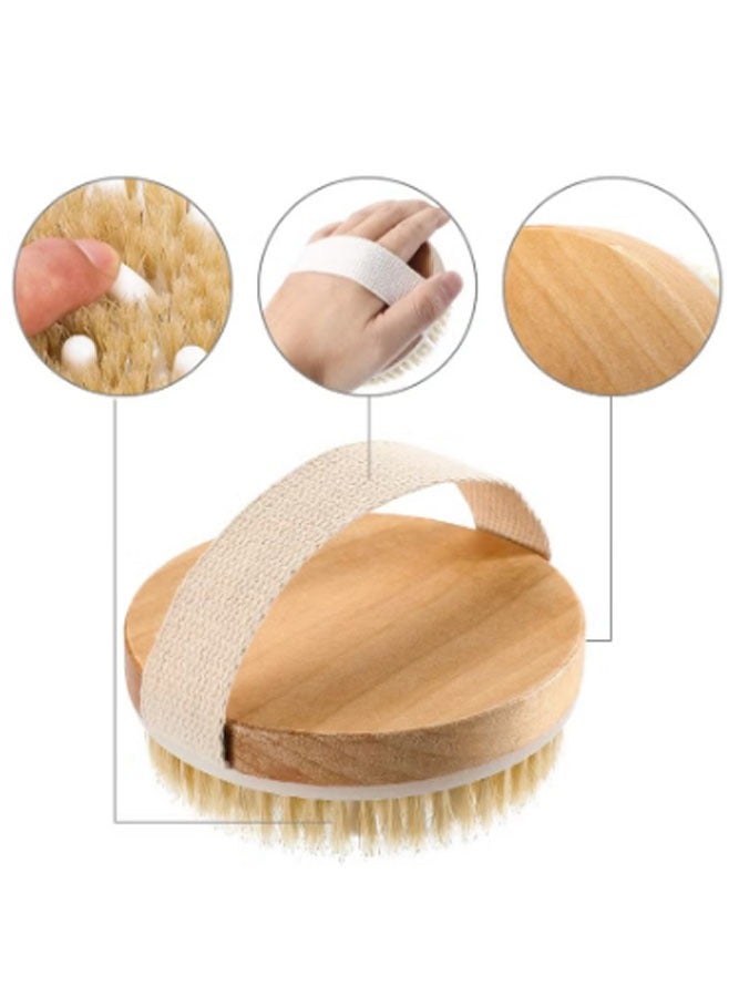 MAOGEDA Body Bath Brush for Wet or Dry Brushing,Round Exfoliating Brush,Gentle Massage Nodes,Natural Bristles Improves Lymphatic Functions, Exfoliates, Stimulates Blood Circulation - Image 3