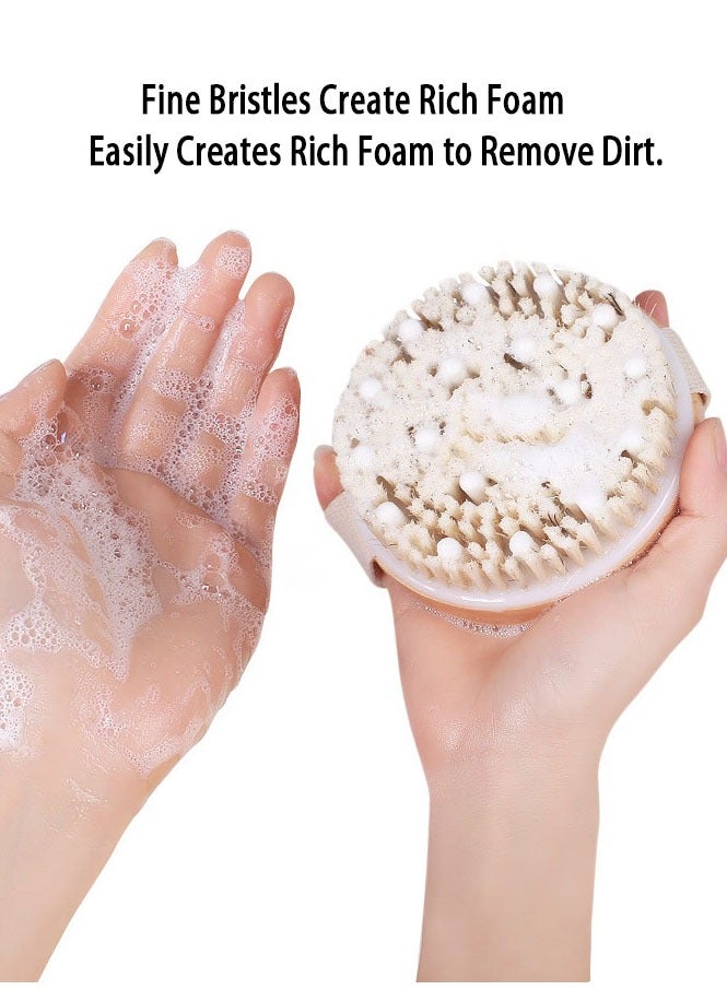MAOGEDA Body Bath Brush for Wet or Dry Brushing,Round Exfoliating Brush,Gentle Massage Nodes,Natural Bristles Improves Lymphatic Functions, Exfoliates, Stimulates Blood Circulation - Image 4