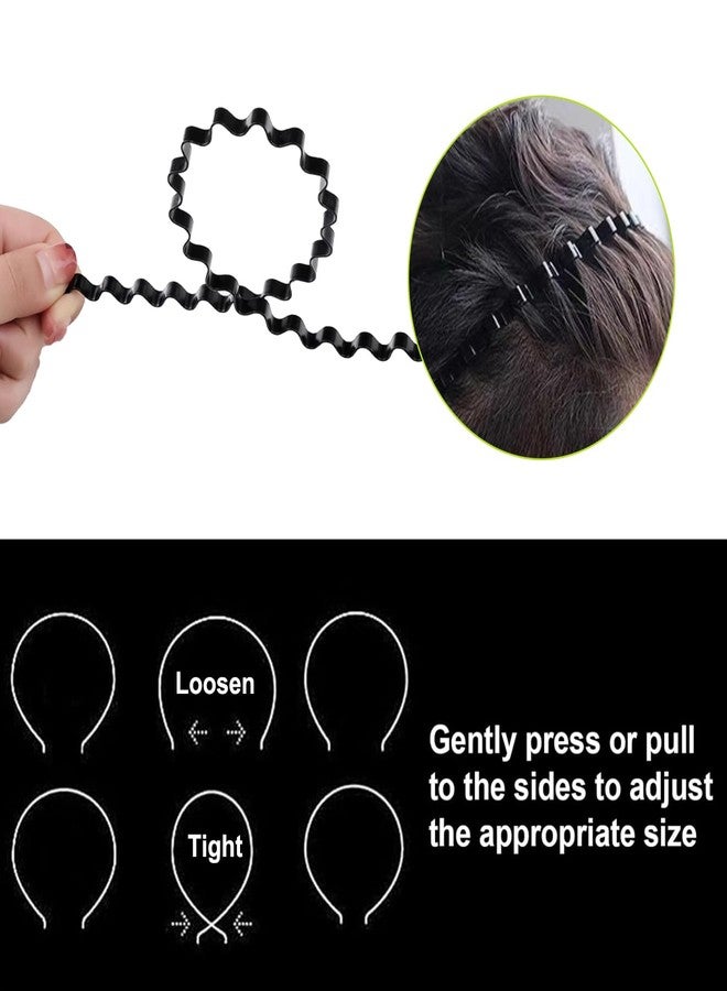 JERLITU Metal Head Bands, Womens Headband, Hair Band for Mens, Unisex Black Wave Spring Outdoor Sports Headband Simple Elastic Non-Slip Headwear.(4 Pcs) - Image 4