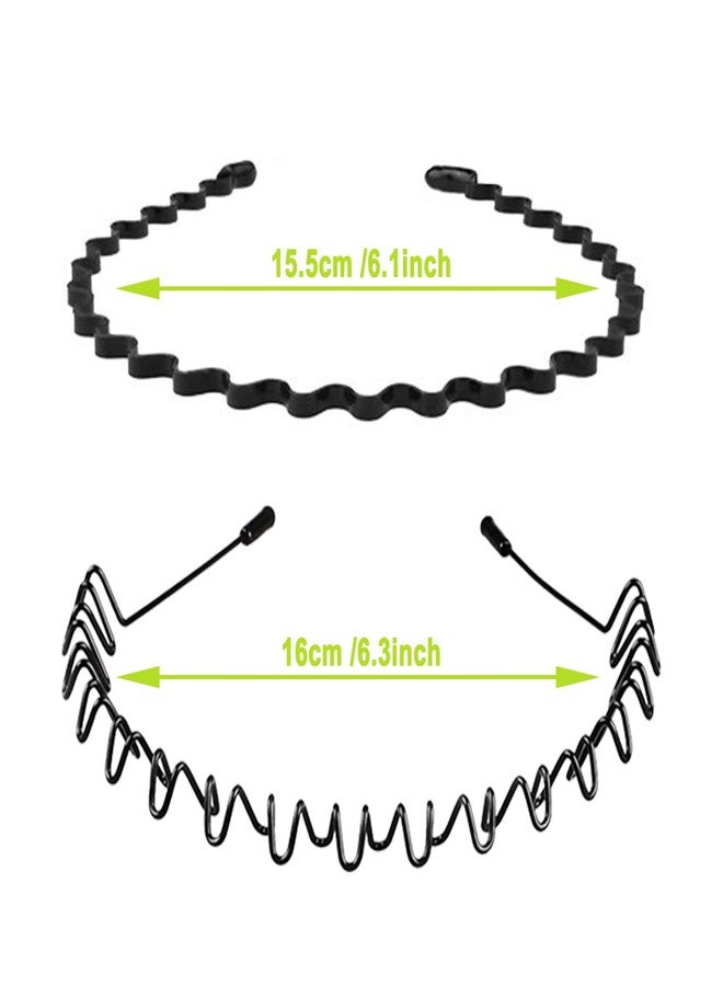 JERLITU Metal Head Bands, Womens Headband, Hair Band for Mens, Unisex Black Wave Spring Outdoor Sports Headband Simple Elastic Non-Slip Headwear.(4 Pcs) - Image 3