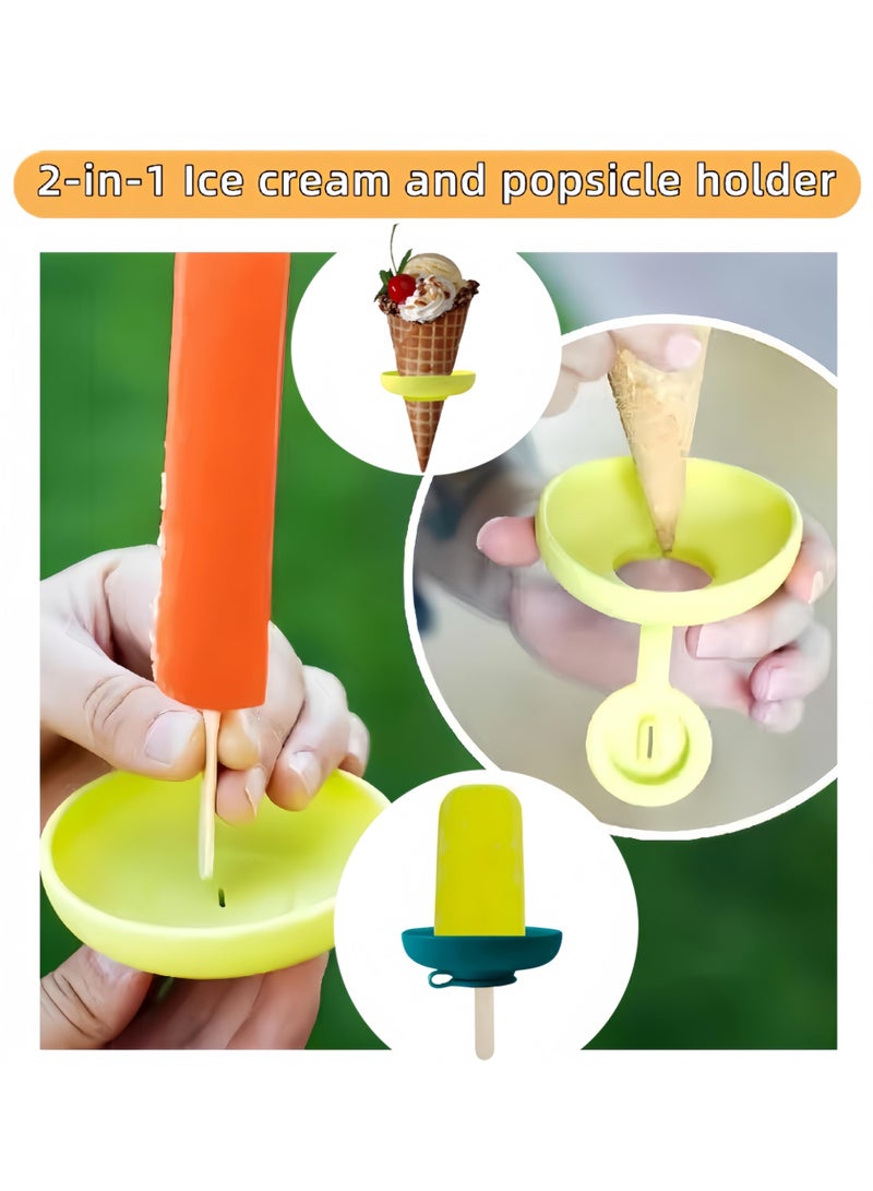 2-In-1 (4 Pack Color Stick) Children'S Ice Stick Stand - Anti Slip And Leak Proof Design, Adjustable Clip With Food Grade Silicone Tape, Perfect For Summer Parties, Outdoor Picnics, Ice Cream Stick  - Image 5