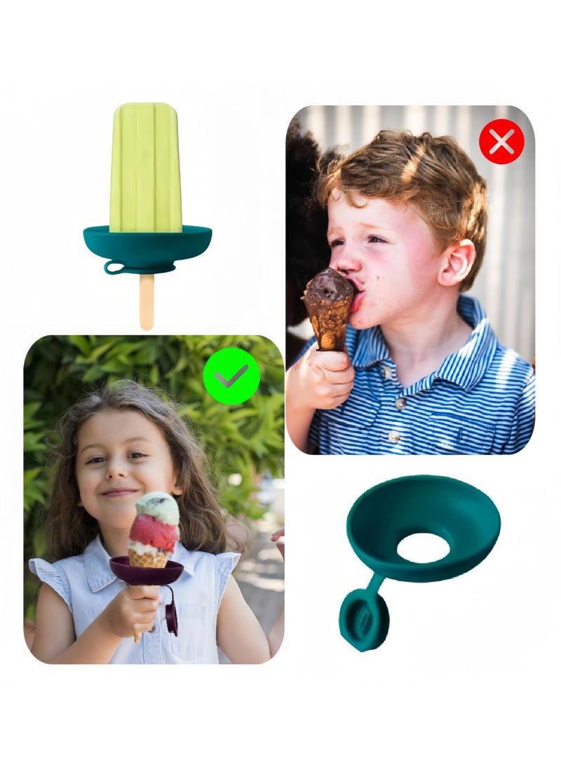 2-In-1 (4 Pack Color Stick) Children'S Ice Stick Stand - Anti Slip And Leak Proof Design, Adjustable Clip With Food Grade Silicone Tape, Perfect For Summer Parties, Outdoor Picnics, Ice Cream Stick  - Image 4