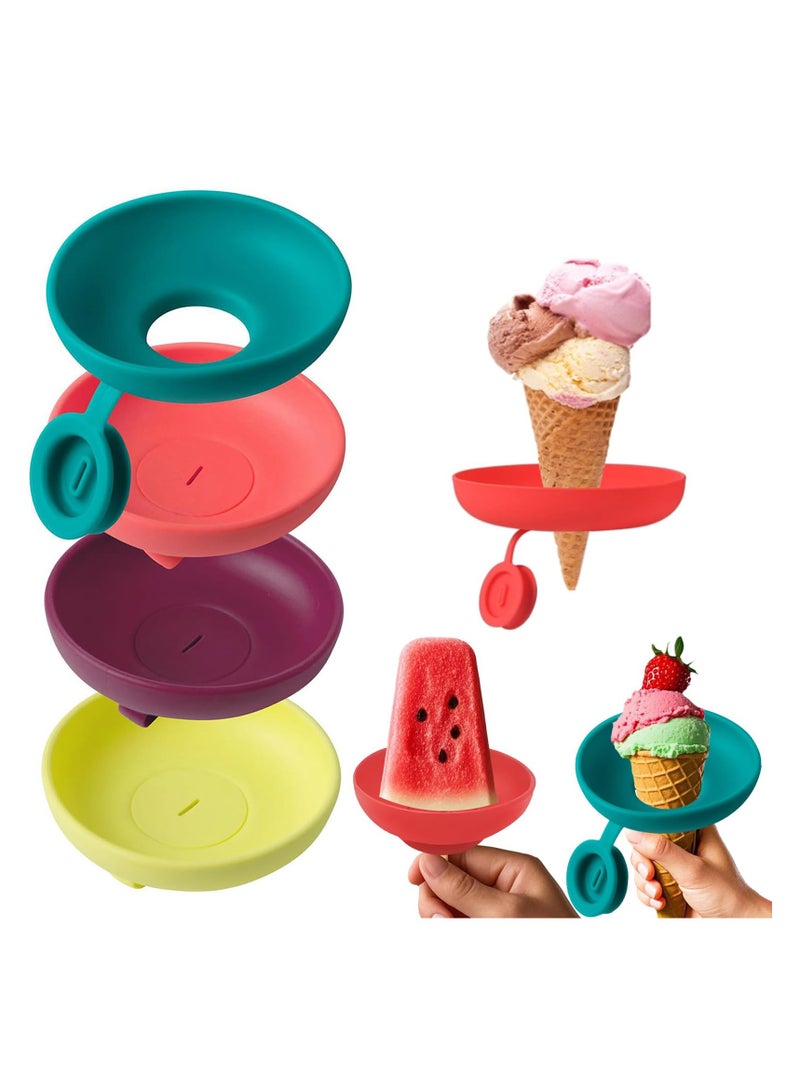 2-In-1 (4 Pack Color Stick) Children'S Ice Stick Stand - Anti Slip And Leak Proof Design, Adjustable Clip With Food Grade Silicone Tape, Perfect For Summer Parties, Outdoor Picnics, Ice Cream Stick  - Image 1