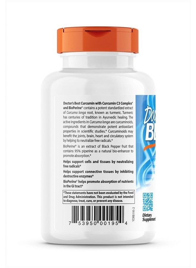 Doctor's BEST - Curcumin from Turmeric Root with Curcumin C3 & BioPerine 1000mg 120 Count by Doctor's Best - Image 1