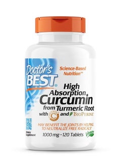 Curcumin from Turmeric Root with Curcumin C3 & BioPerine 1000mg 120 Count by Doctor's Best