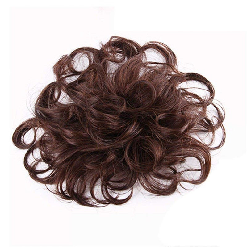 RemeeHi Short Curly Wavy Human Hair Toppers 47 x 47 Seamless Fluffy Replacement Clip in Hairpiece for Covering White Hair Toupee Wiglet Light Brown