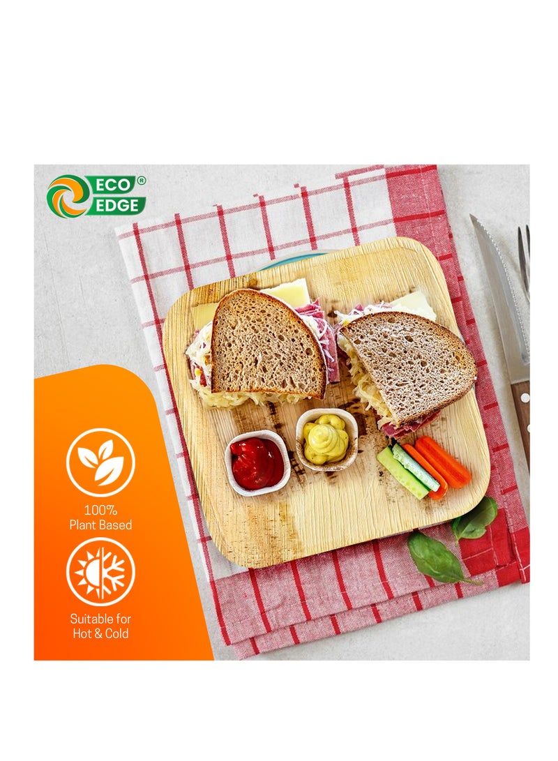 EcoEdge 9 Inch Square Areca Palm Leaf Disposable Plates (Pack of 25) | Fully Compostable, Organic, Biodegradable, Eco-Friendly and Naturally Disposable | Great for Parties & Travel | 100% Sustainable - Image 4