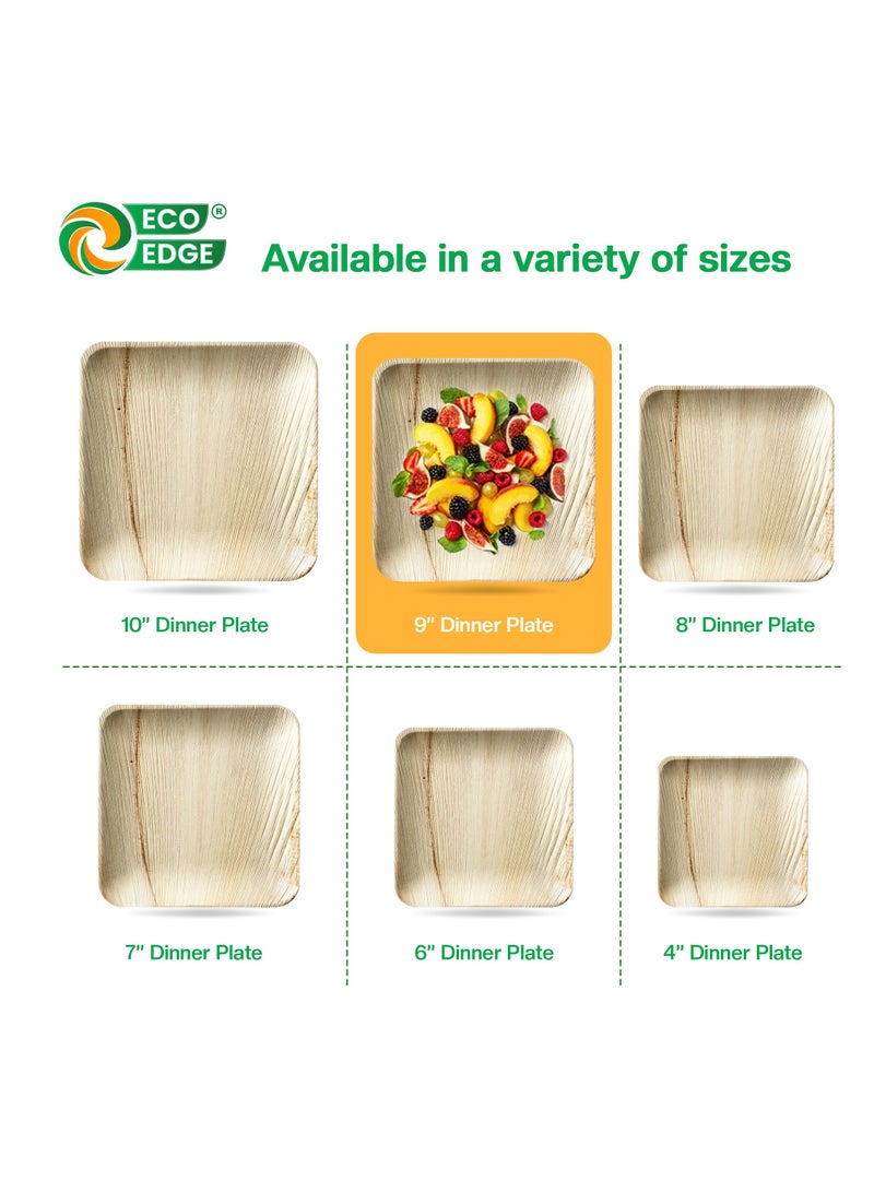 EcoEdge 9 Inch Square Areca Palm Leaf Disposable Plates (Pack of 25) | Fully Compostable, Organic, Biodegradable, Eco-Friendly and Naturally Disposable | Great for Parties & Travel | 100% Sustainable - Image 3
