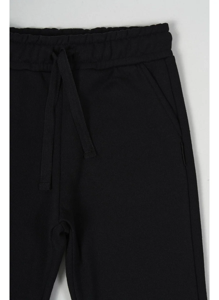 mmetalic Black Thick Cotton Elastic Waist Side Pocket 5-6-7-8-9-10-11-12 Years Old Boy Tracksuit Bottoms