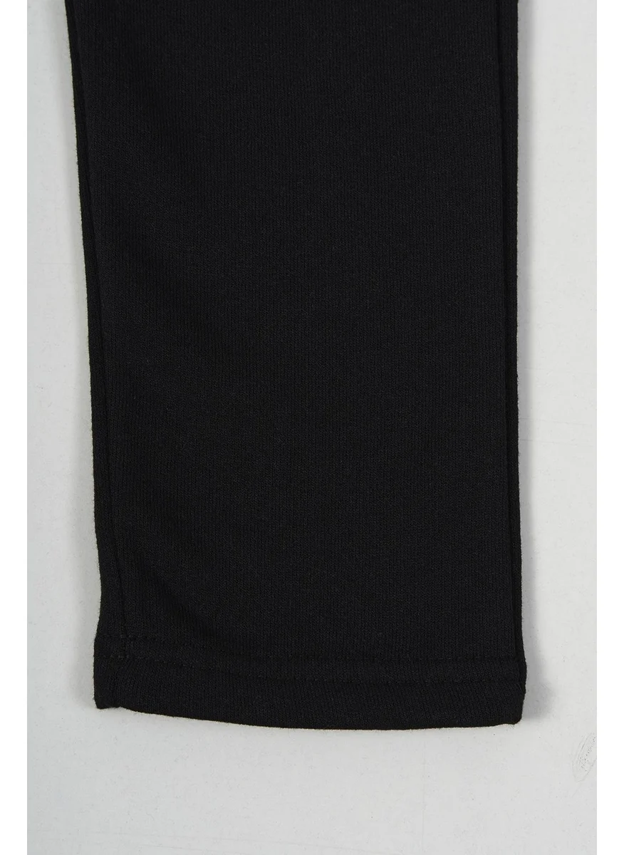 mmetalic Black Thick Cotton Elastic Waist Side Pocket 5-6-7-8-9-10-11-12 Years Old Boy Tracksuit Bottoms