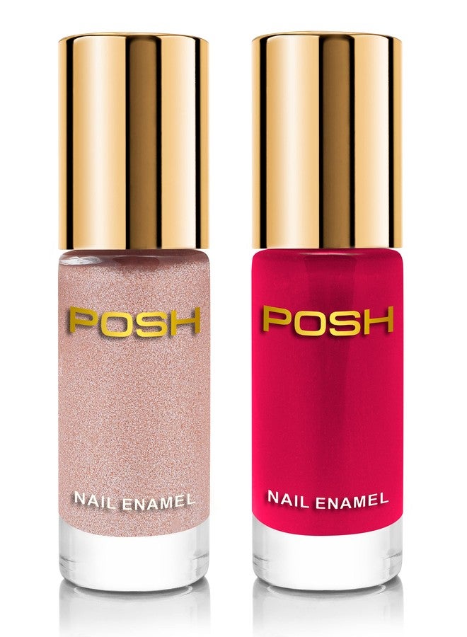 POSH HIGH GLOSS QUICK DRY TOXIN FREE NAILPOLISH COMBO OF 2,HOT PINK, ROSE GOLD,602,609 - Image 1