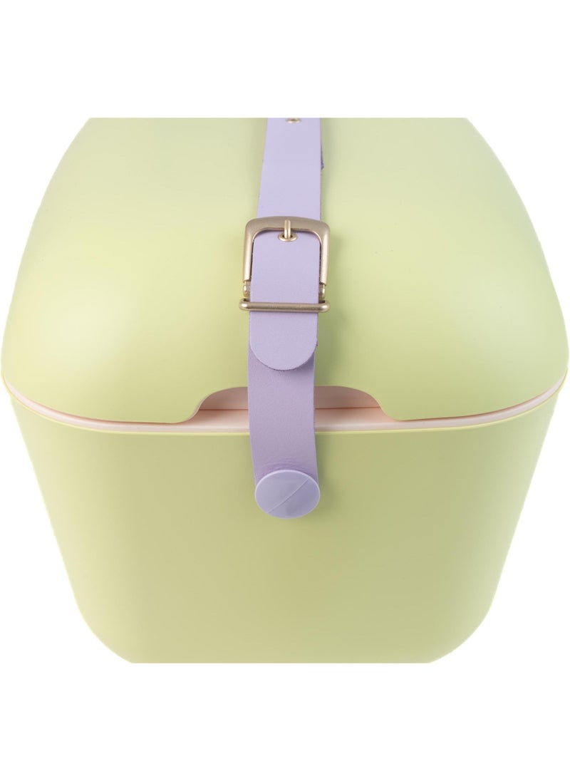 Polarbox Polarbox® 12 L Ice Box - Portable - Rigid Thermal Insulated Cooler Box - For Outdoor Beach Picnic, Party Drinks & Food Use - Storage Box - Pop - Lime/Lilac Cooler with Lilac Leather Strap - Image 2