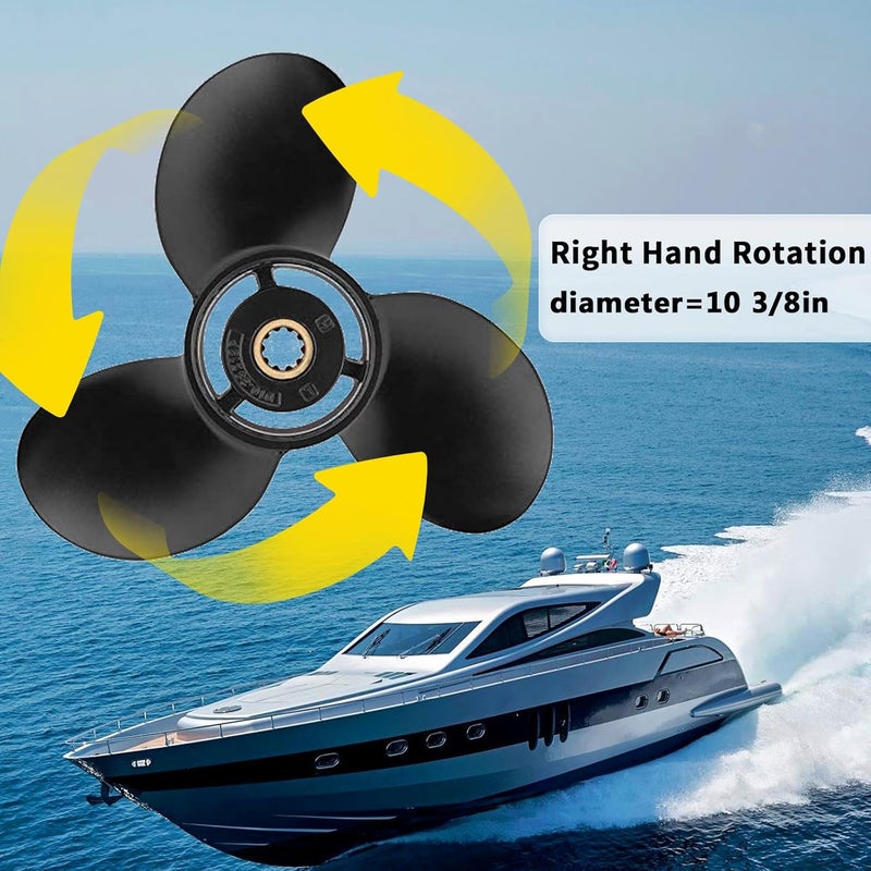 VIF Jason Marine 10 3/8 x 13 Aluminum Outboard Propeller for Mercury Engines 9.9-25HP - Image 5